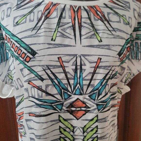 Rock & Republic Womens Large Graphic Print Short Sleeve Top BWT - Picture 6 of 7